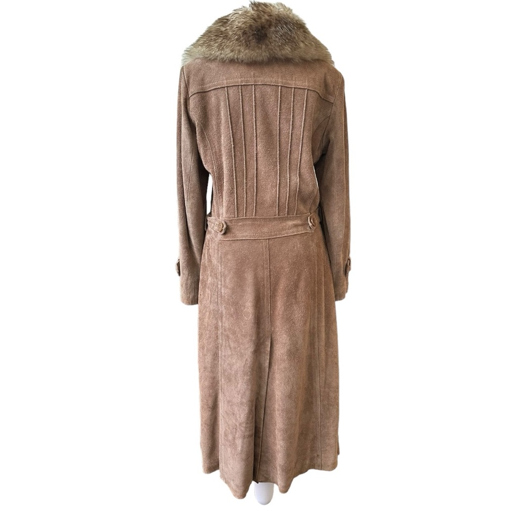 •SOLD• Vintage Penny Lane Coat Belted Suede Faux Fur Tan - Picture 3 of 10